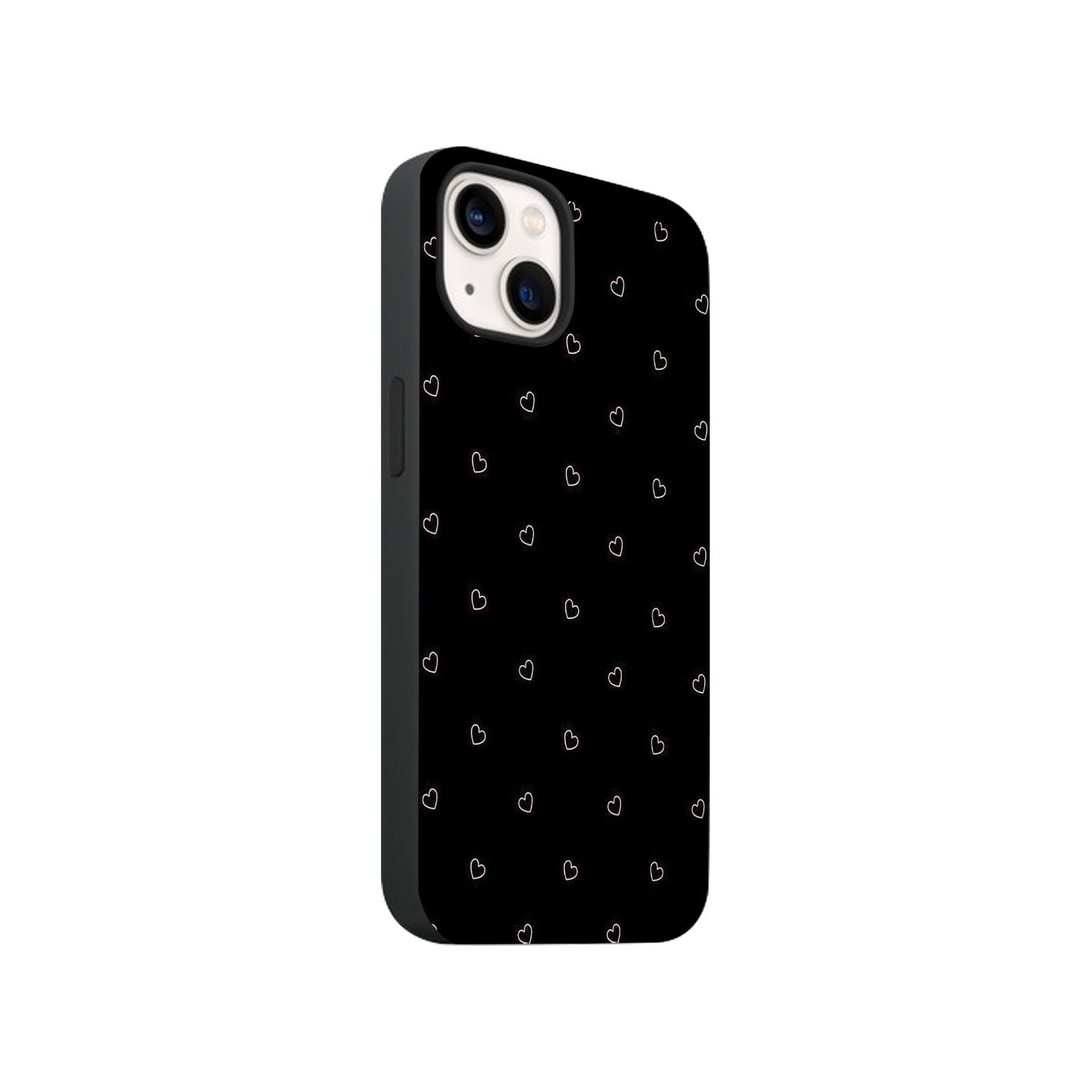 Black Small Hearts Glass Phone Case