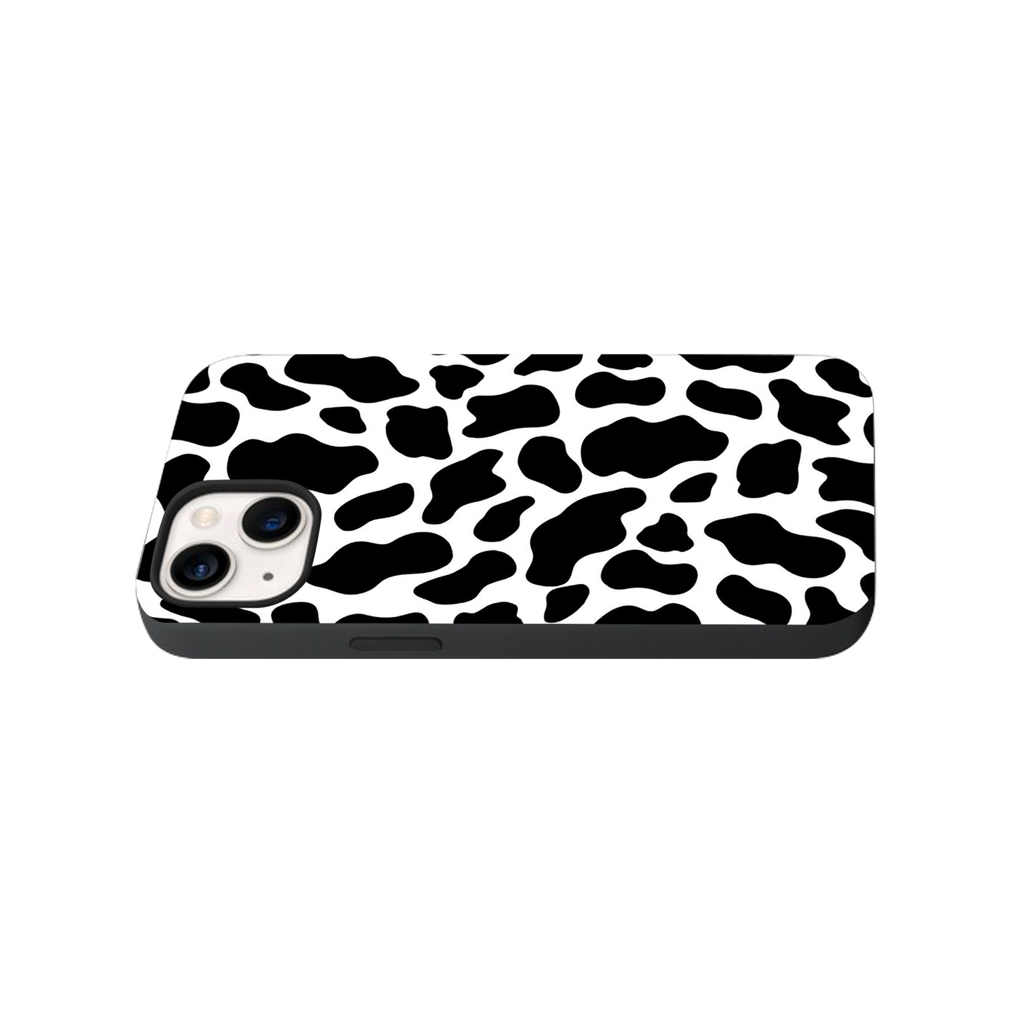 White Cow Print Glass Phone Case