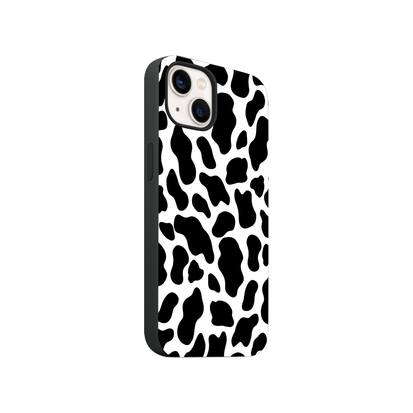 White Cow Print Glass Phone Case