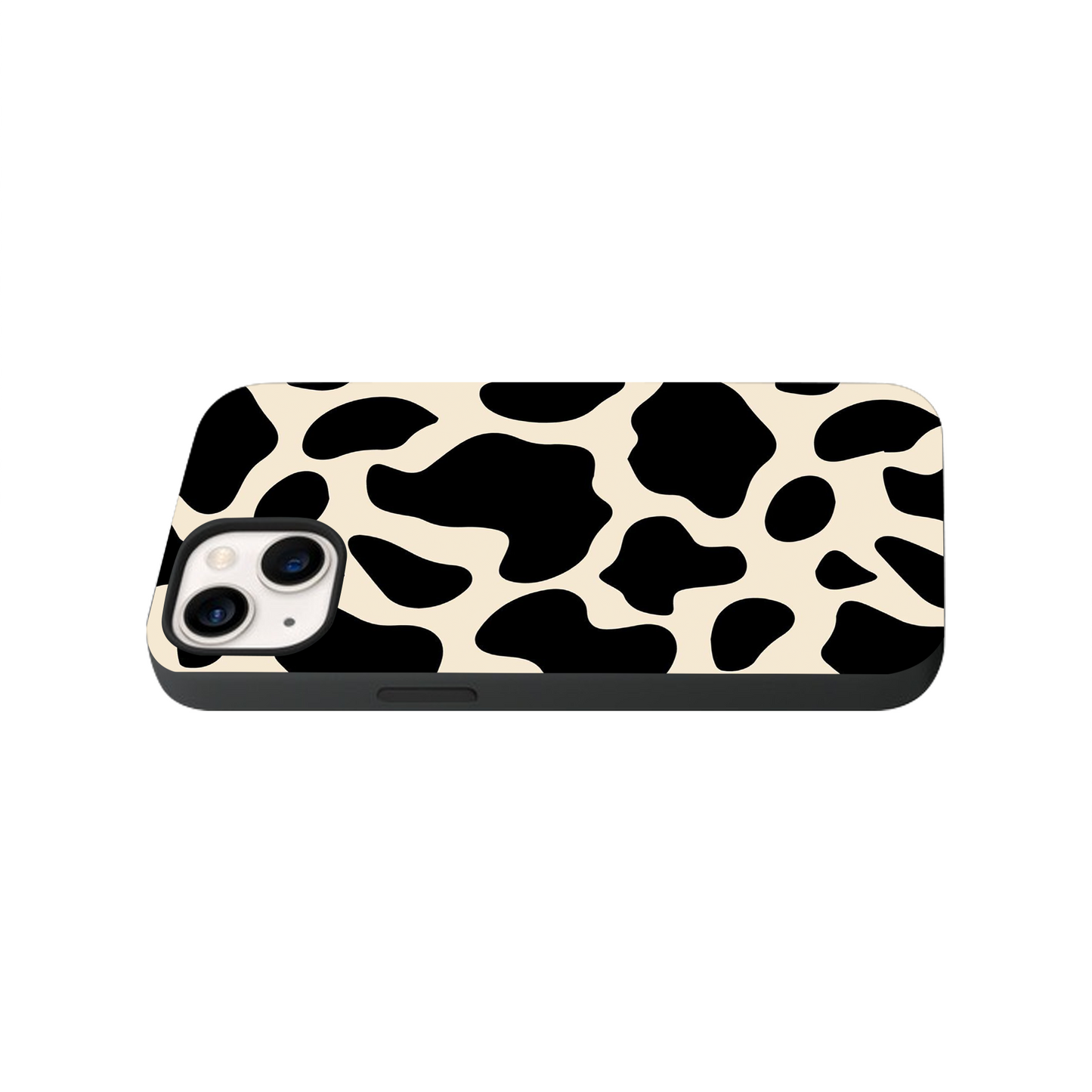Cream Cow Print Glass Phone Case