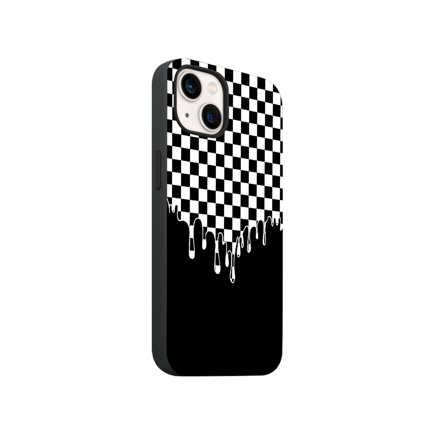 Black Checkered Glass Phone Case