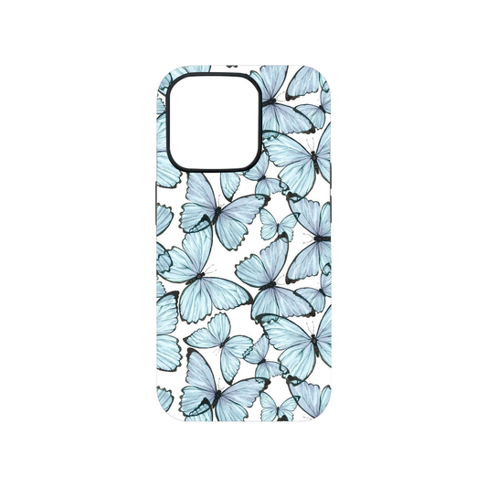 Blue and White Butterfly Glass Phone Case