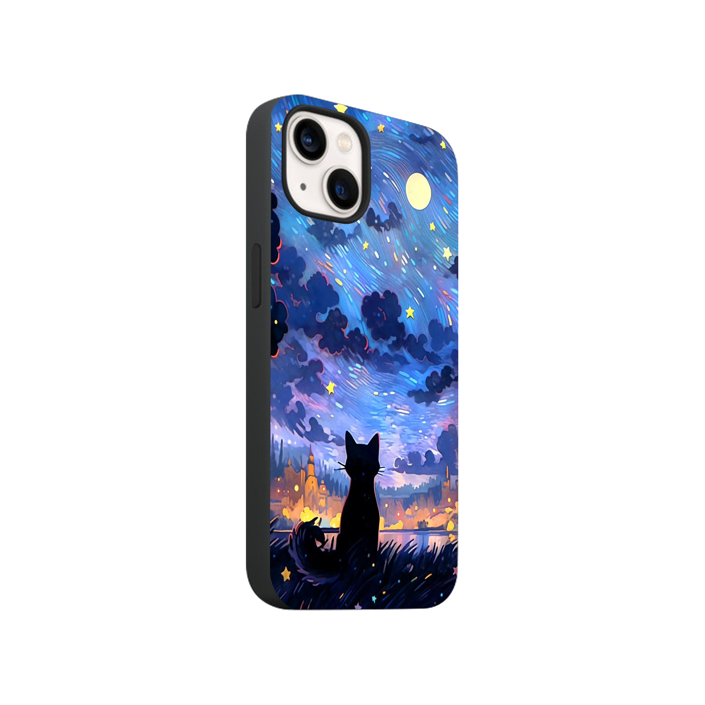 Cat In the Night Sky Glass Phone Case