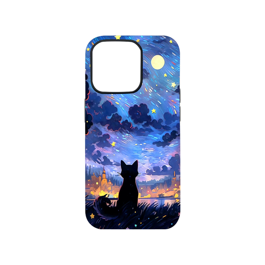 Cat In the Night Sky Glass Phone Case