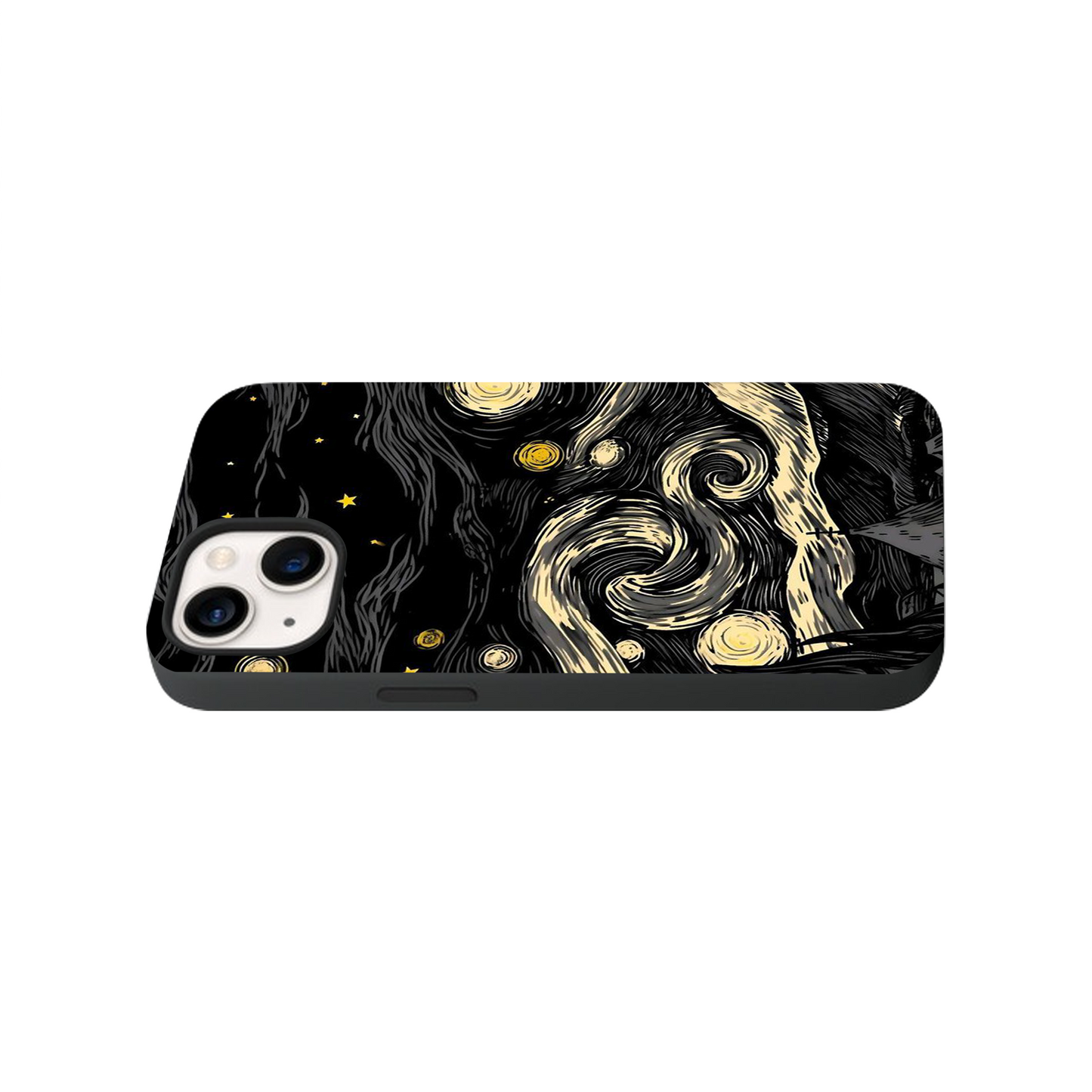 Black Starry Night Glass Phone Case
