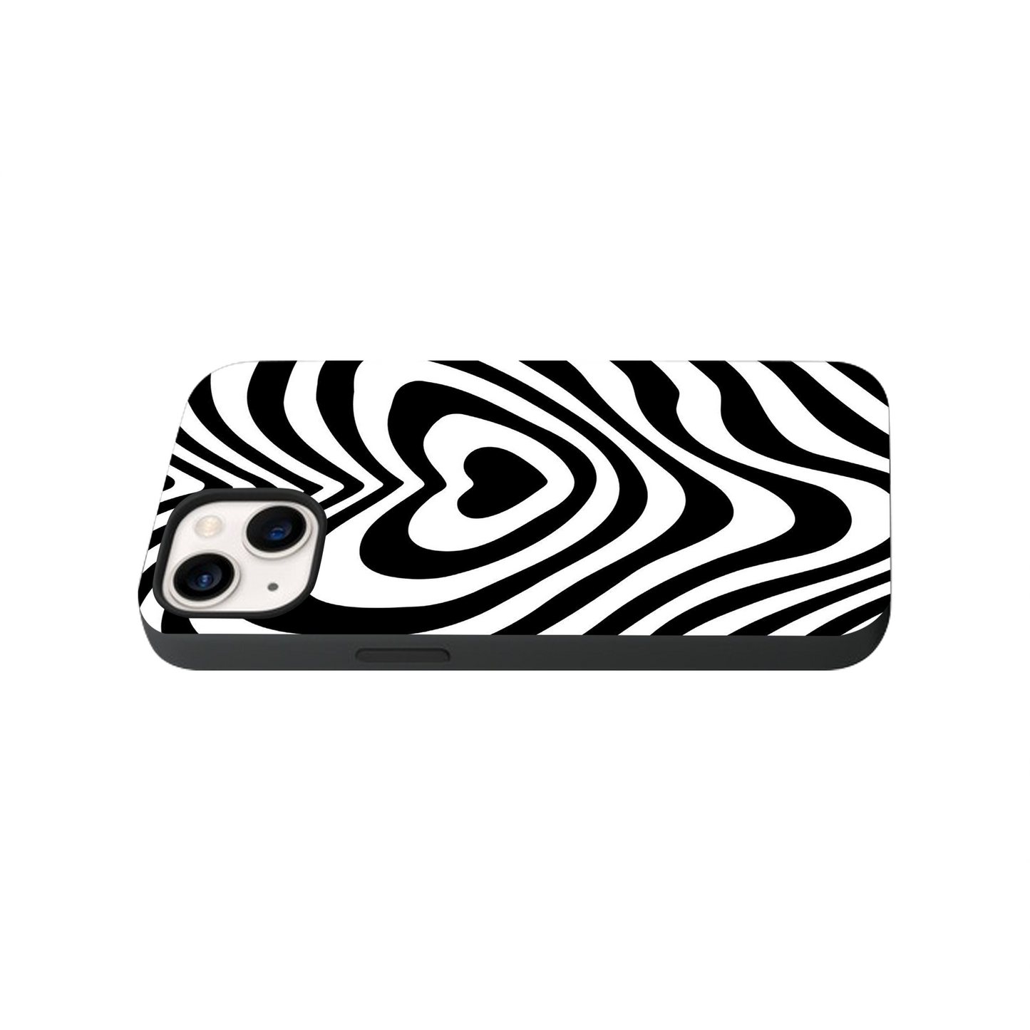 Wavy Black Heart Glass Phone Case