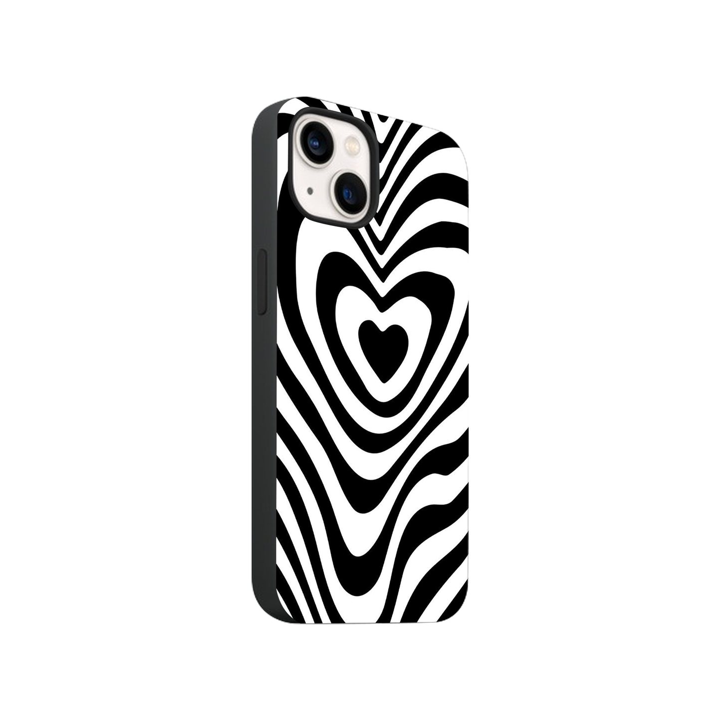 Wavy Black Heart Glass Phone Case