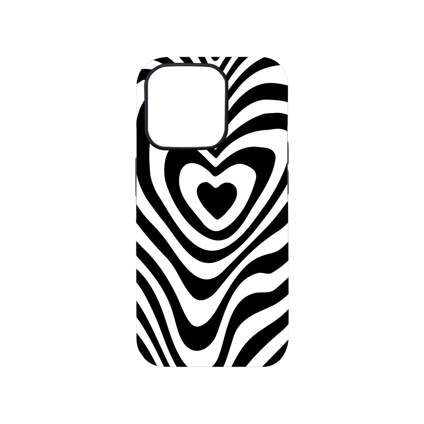 Wavy Black Heart Glass Phone Case