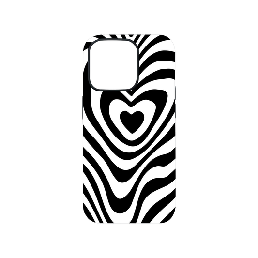 Wavy Black Heart Glass Phone Case