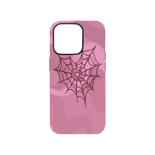 Pink Spider Web Glass Phone Case
