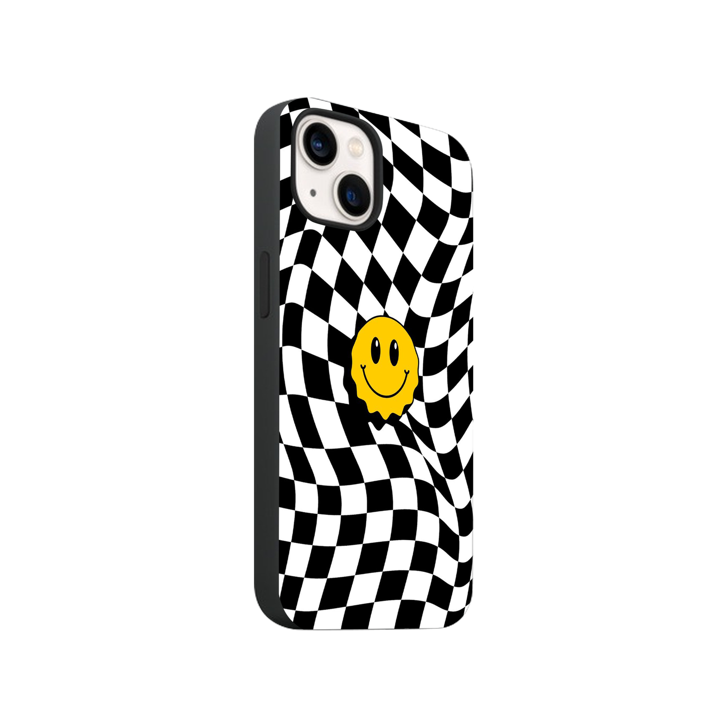 Smiley Checkered Glass Phone Case