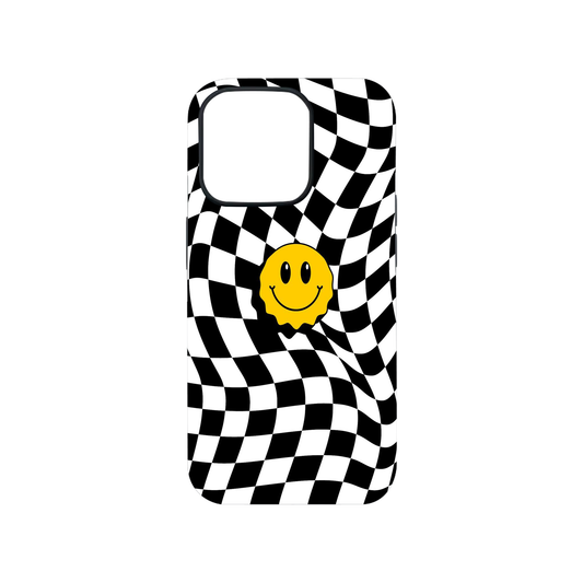 Smiley Checkered Glass Phone Case