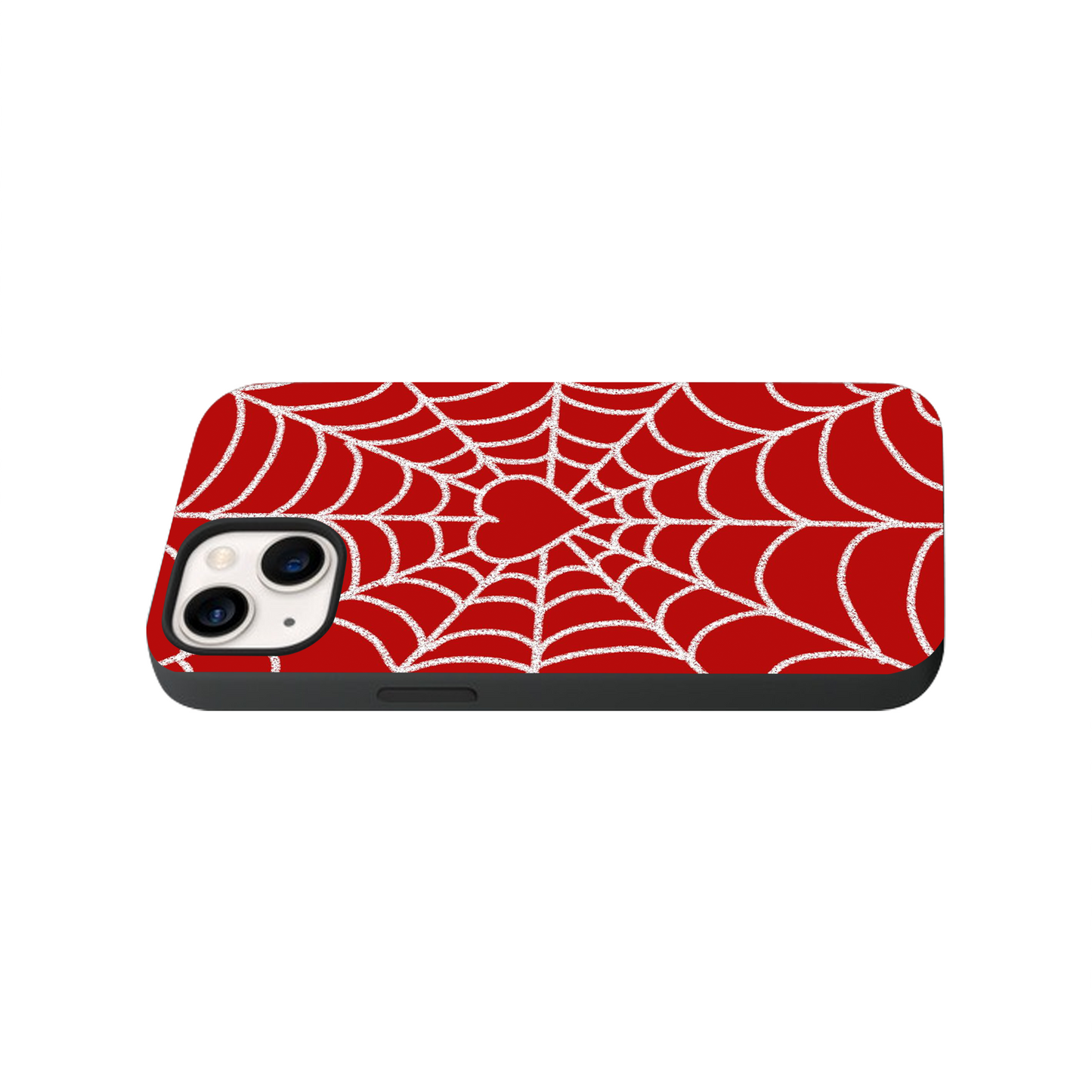 Red Spider Web Hearts Glass Phone Case