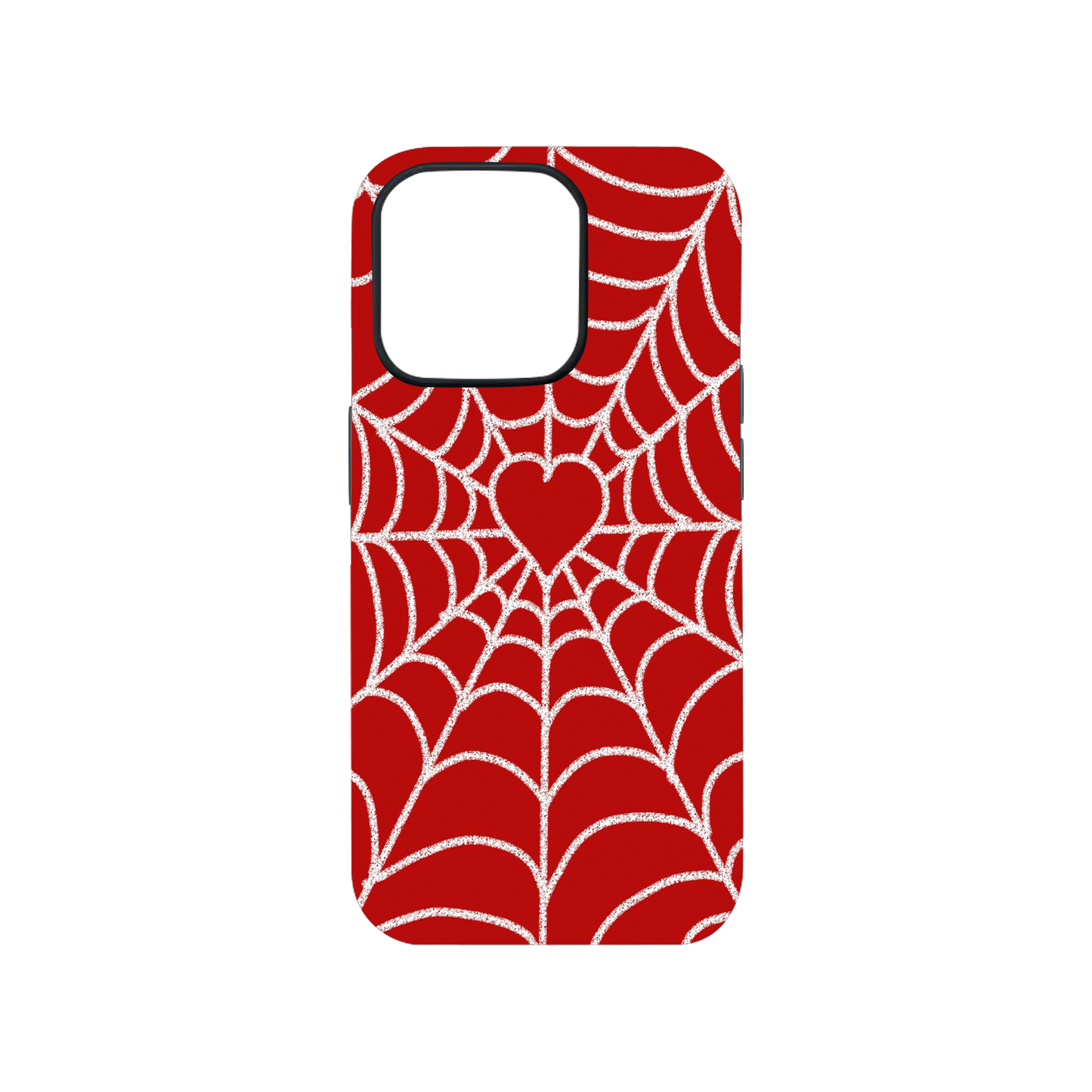 Red Spider Web Hearts Glass Phone Case