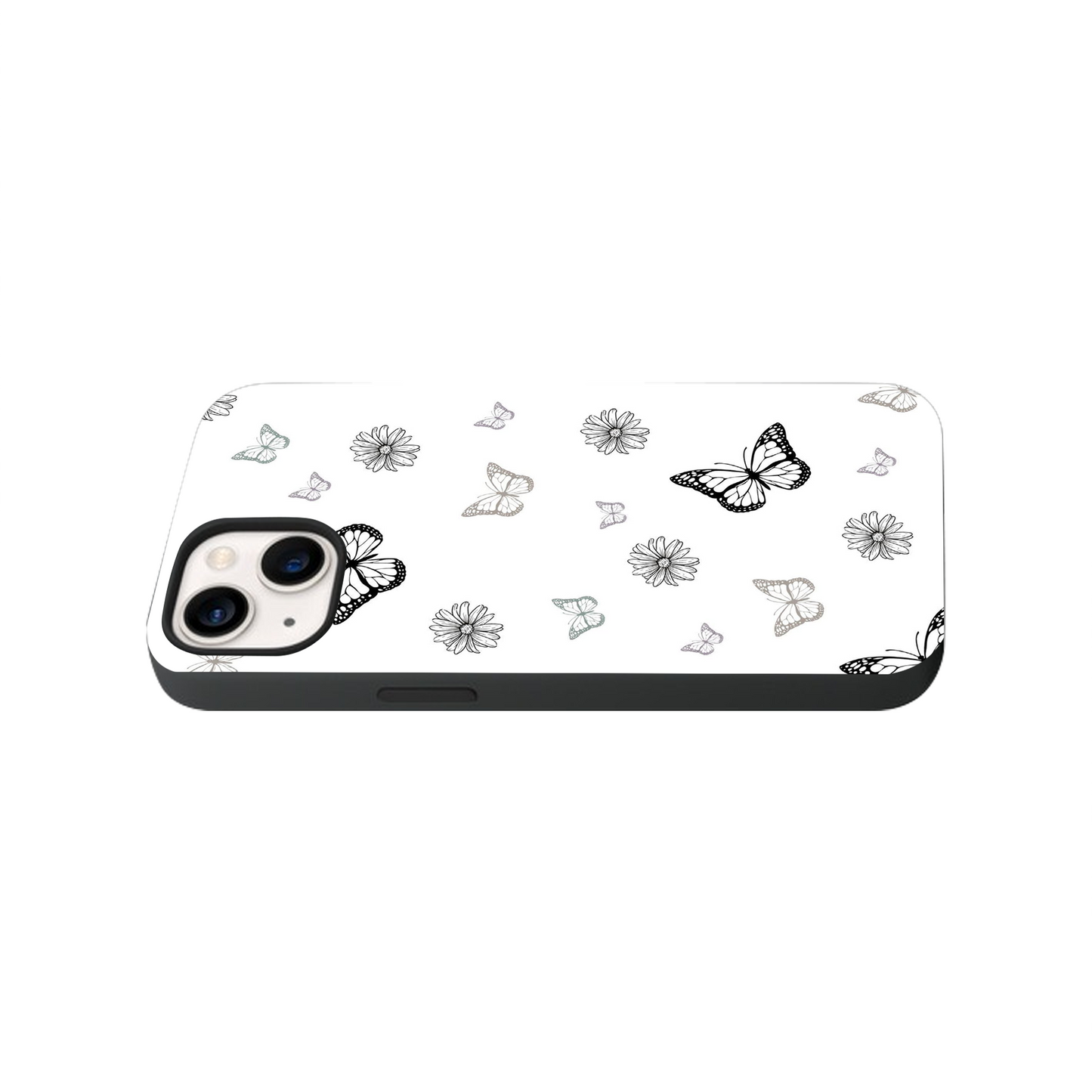 White Butterfly Glass Phone Case