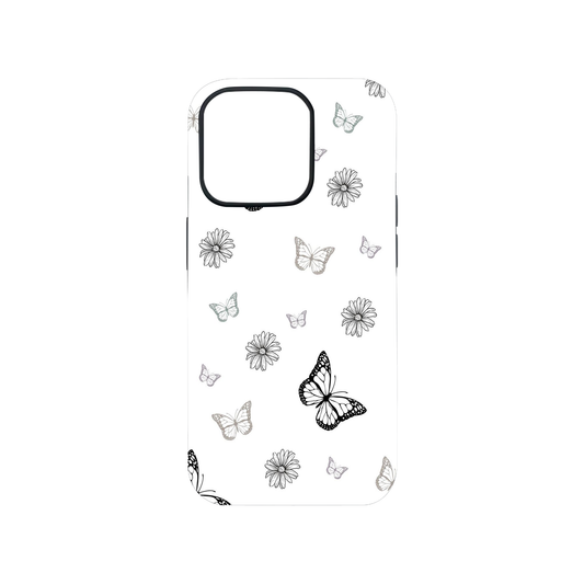 White Butterfly Glass Phone Case