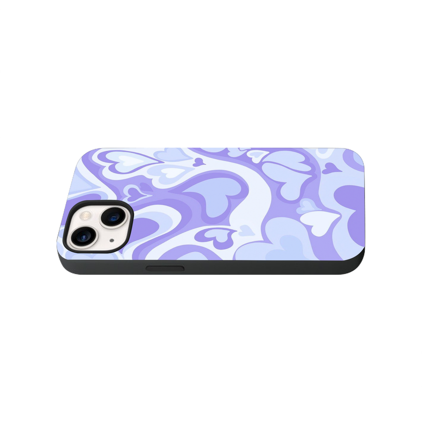 Purple Wavy Hearts Glass Phone Case