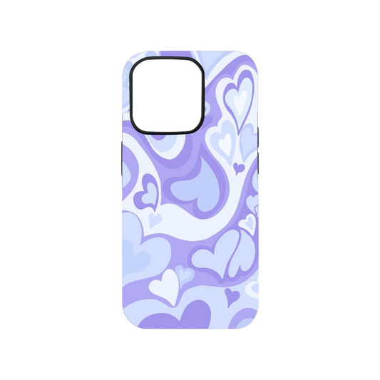 Purple Wavy Hearts Glass Phone Case
