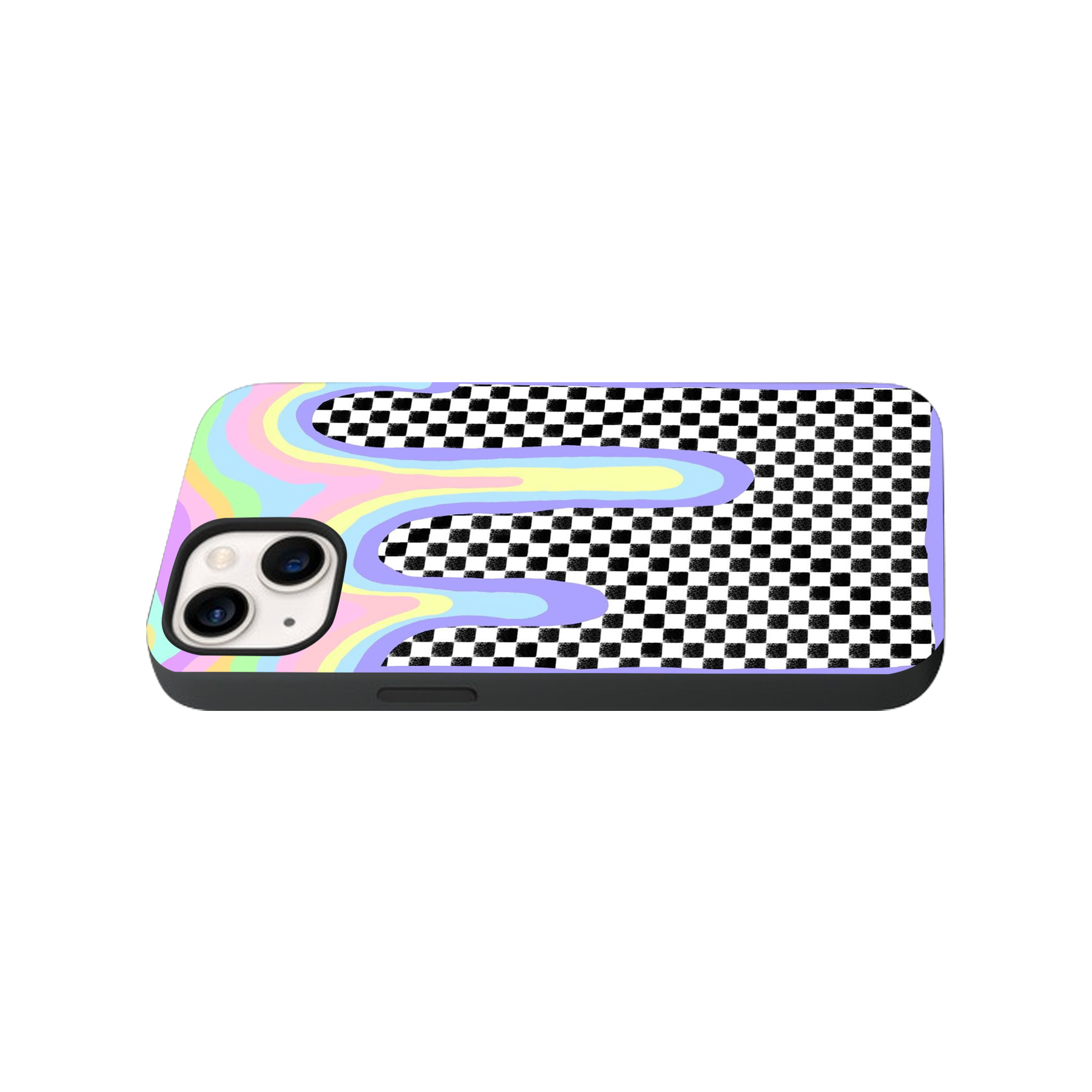 Rainbow Checkered Glass Phone Case