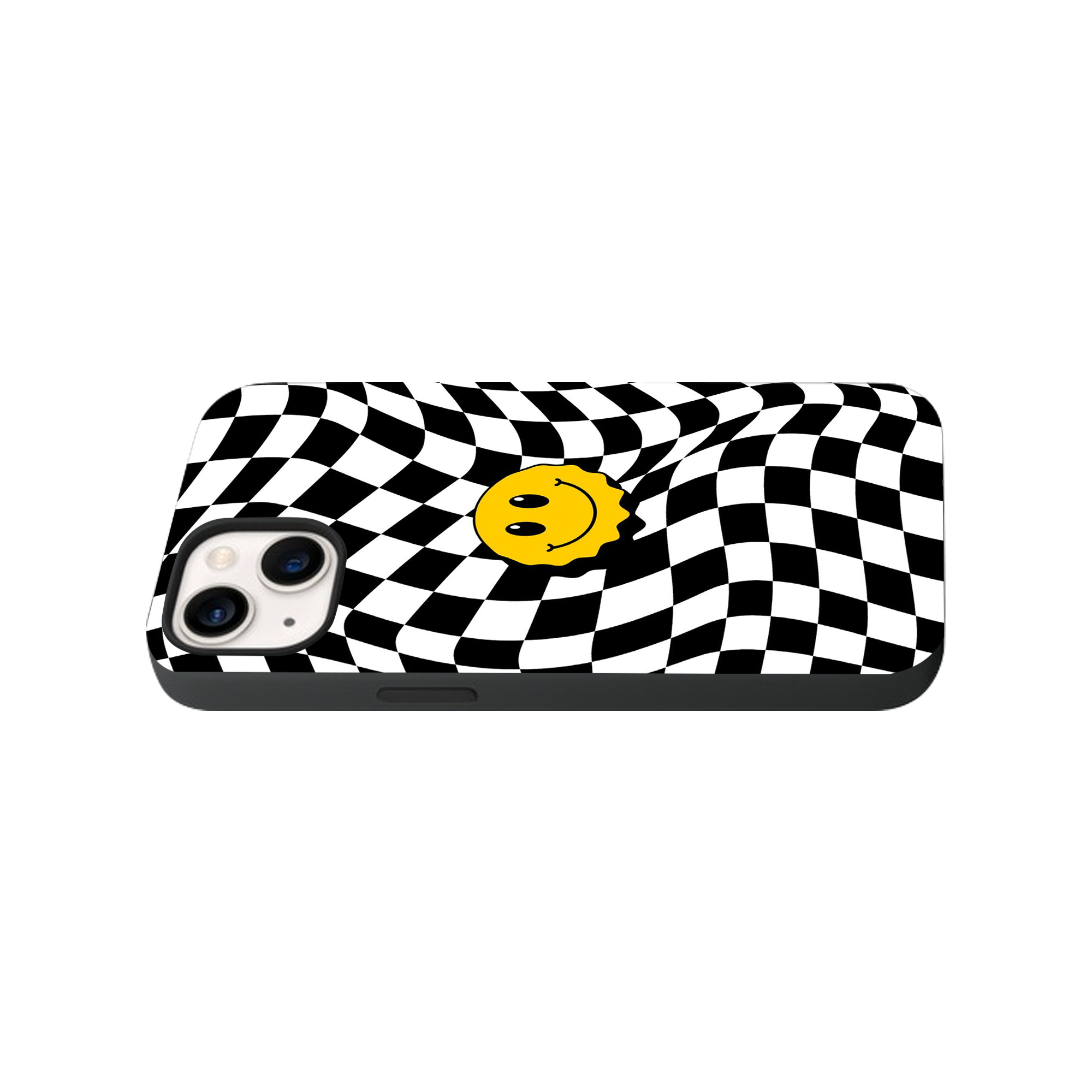 Smiley Checkered Glass Phone Case