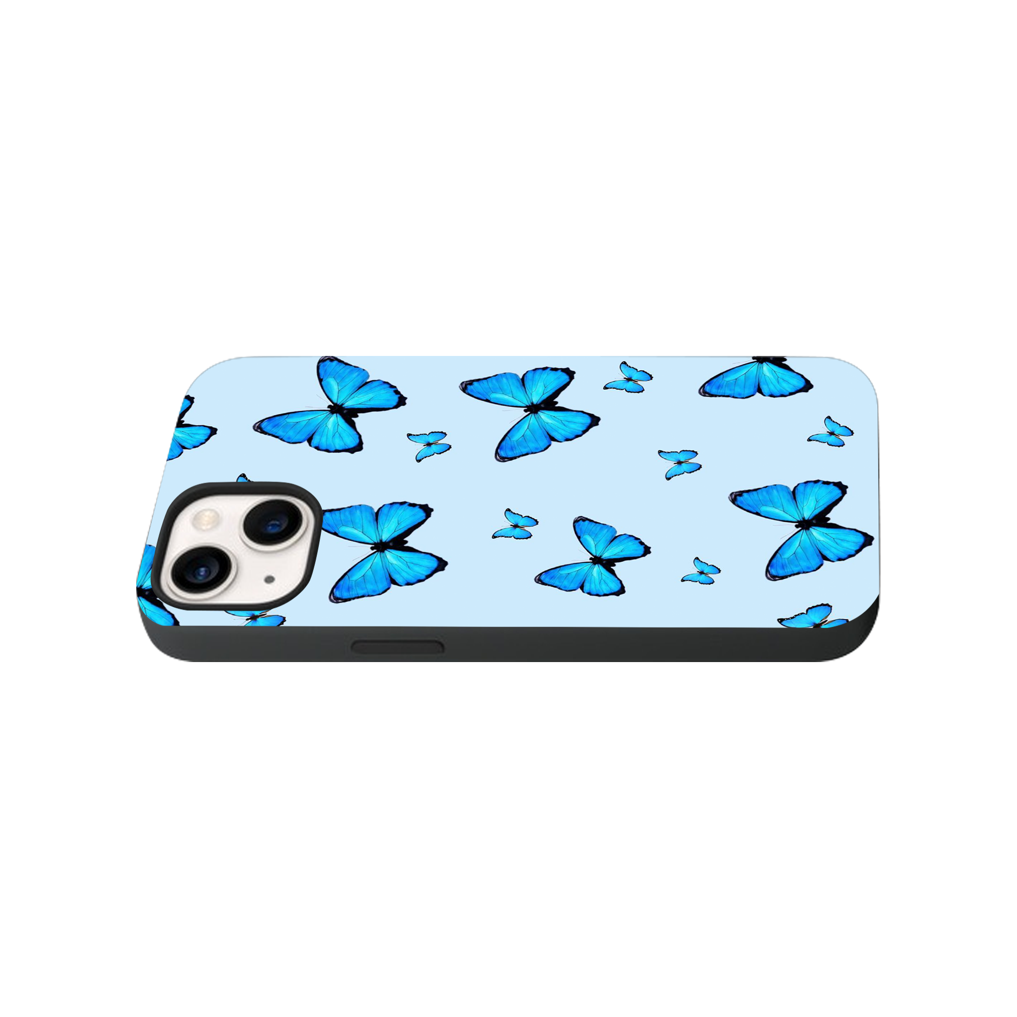 Blue And Sky Butterfly Glass Phone Case