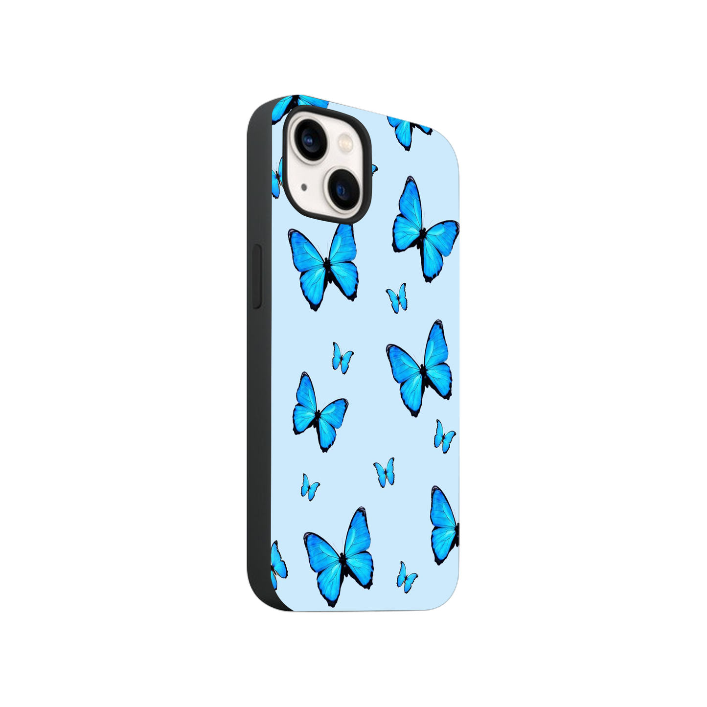Blue And Sky Butterfly Glass Phone Case