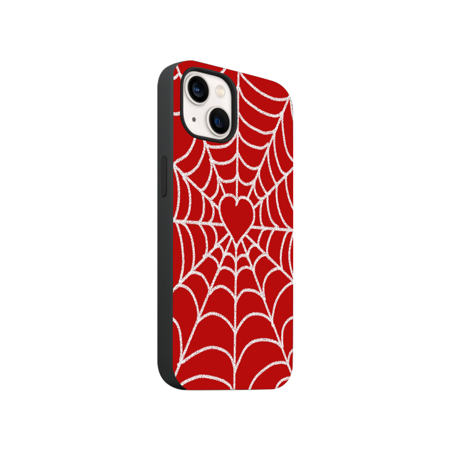 Red Spider Web Hearts Glass Phone Case